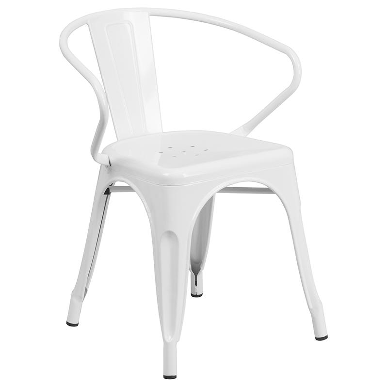 Flash Furniture 31.5” x 63” Rectangular White Metal Indoor-Outdoor Table Set with 4 Arm Chairs – ET-CT005-4-70-WH-GG Online