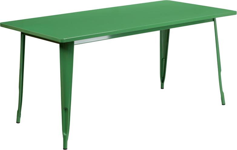Flash Furniture 31.5” x 63” Rectangular Green Metal Indoor-Outdoor Table – ET-CT005-GN-GG Fashion