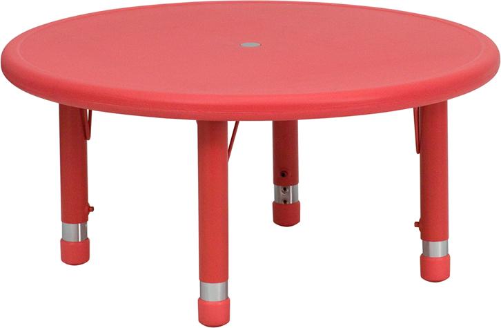 Flash Furniture 33” Round Red Plastic Height Adjustable Activity Table – YU-YCX-007-2-ROUND-TBL-RED-GG Online Hot Sale