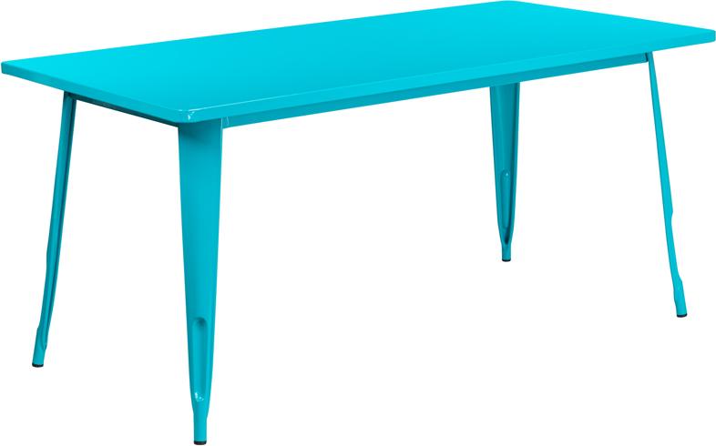 Flash Furniture 31.5” x 63” Rectangular Crystal Teal-Blue Metal Indoor-Outdoor Table – ET-CT005-CB-GG Online now