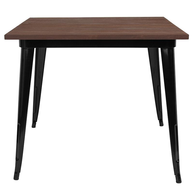 Flash Furniture 36″ Square Black Metal Indoor Table with Walnut Rustic Wood Top – CH-51050-29M1-BK-GG *DNO (Discontinued) Online Hot Sale