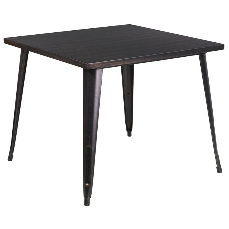 Flash Furniture 35.5” Square Black-Antique Gold Metal Indoor-Outdoor Table – CH-51050-29-BQ-GG Online Sale