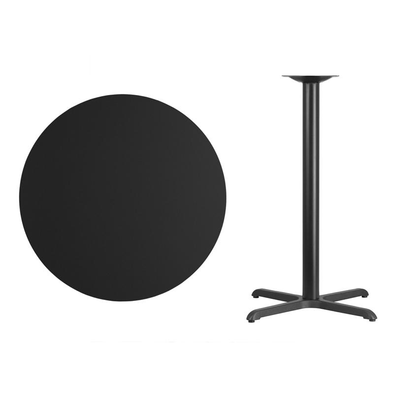 Flash Furniture 36” Round Black Laminate Table Top with 30” x 30” Bar Height Table Base – XU-RD-36-BLKTB-T3030B-GG Online now