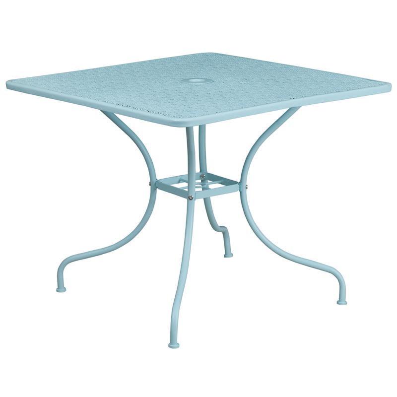 Flash Furniture 35.5” Square Sky Blue Indoor-Outdoor Steel Patio Table – CO-6-SKY-GG Fashion