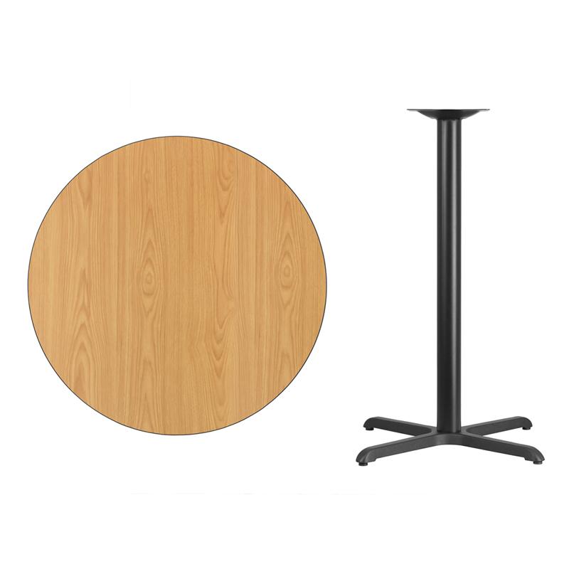 Flash Furniture 36” Round Natural Laminate Table Top with 30” x 30” Bar Height Table Base – XU-RD-36-NATTB-T3030B-GG Fashion