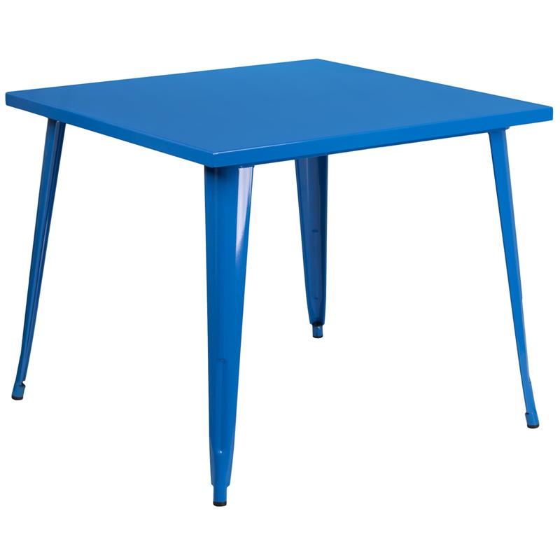 Flash Furniture 35.5” Square Blue Metal Indoor-Outdoor Table – CH-51050-29-BL-GG Supply