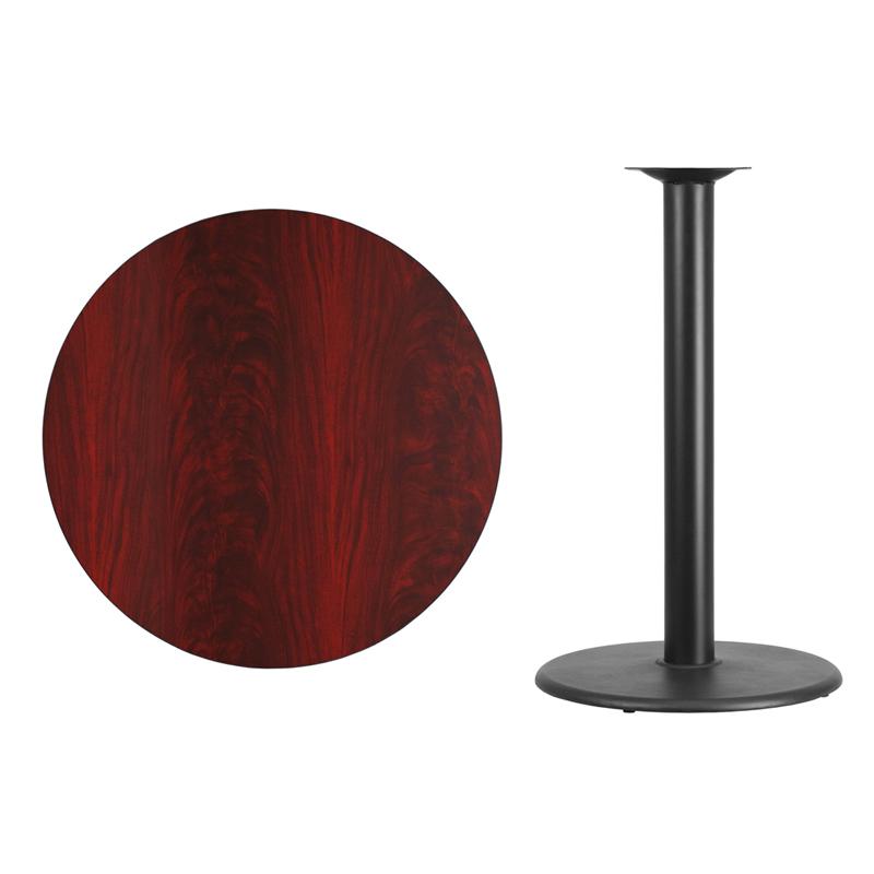 Flash Furniture 36” Round Mahogany Laminate Table Top with 24” Round Bar Height Table Base – XU-RD-36-MAHTB-TR24B-GG Online