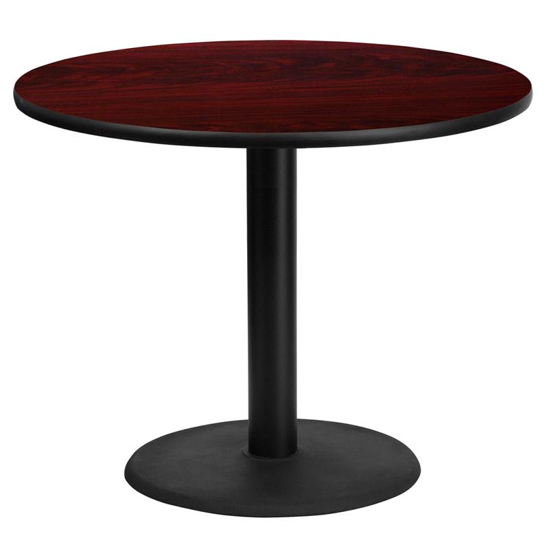 Flash Furniture 36” Round Mahogany Laminate Table Top with 24” Round Table Height Base – XU-RD-36-MAHTB-TR24-GG on Sale