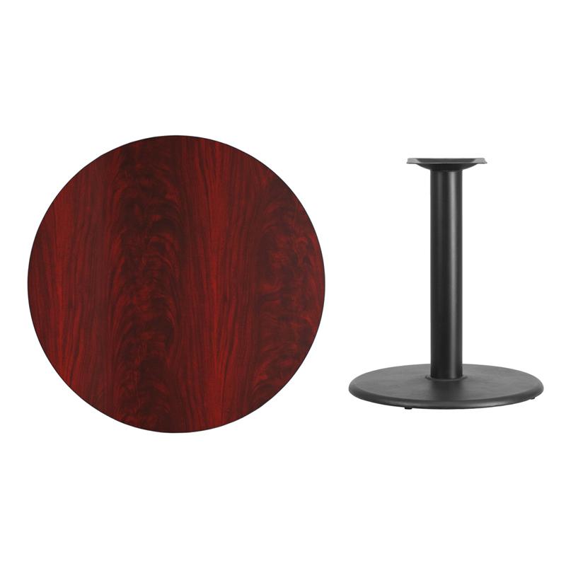 Flash Furniture 36” Round Mahogany Laminate Table Top with 24” Round Table Height Base – XU-RD-36-MAHTB-TR24-GG on Sale
