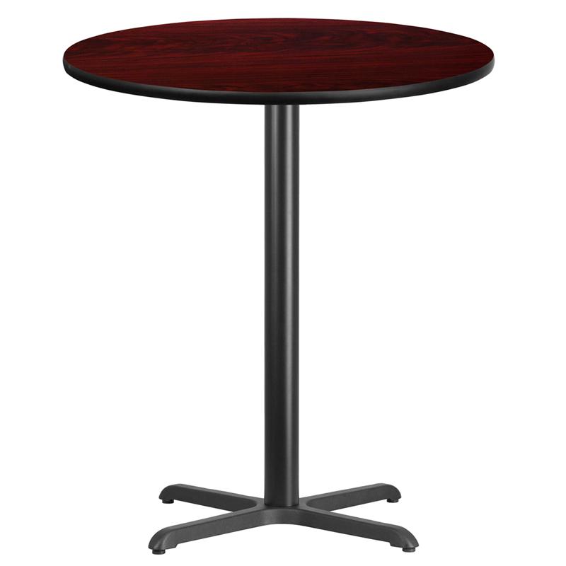 Flash Furniture 36” Round Mahogany Laminate Table Top with 30” x 30” Bar Height Table Base – XU-RD-36-MAHTB-T3030B-GG Fashion