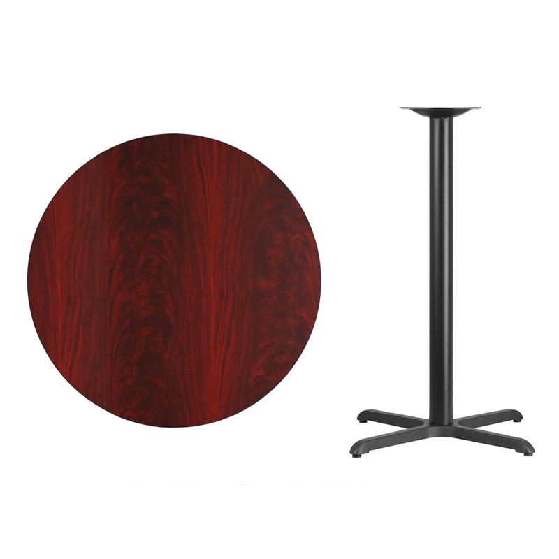 Flash Furniture 36” Round Mahogany Laminate Table Top with 30” x 30” Bar Height Table Base – XU-RD-36-MAHTB-T3030B-GG Fashion