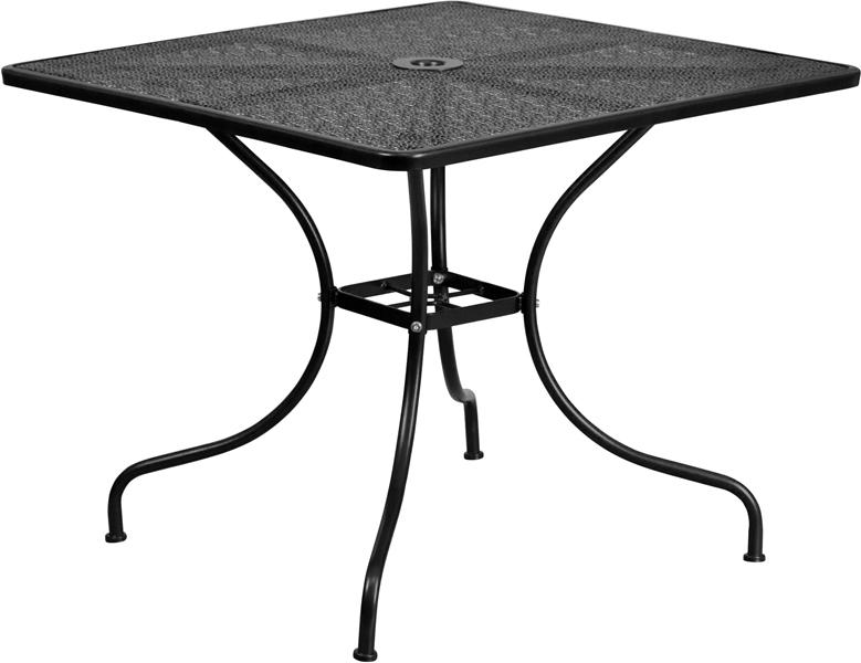 Flash Furniture 35.5” Square Black Indoor-Outdoor Steel Patio Table – CO-6-BK-GG on Sale