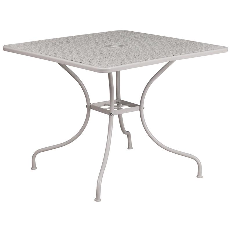 Flash Furniture 35.5” Square Light Gray Indoor-Outdoor Steel Patio Table – CO-6-SIL-GG Online Sale