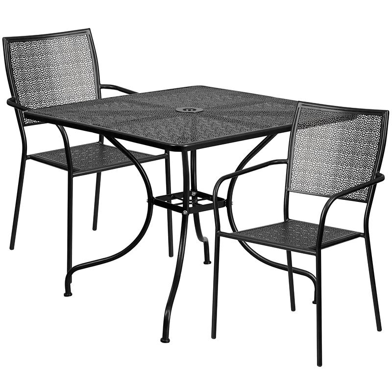 Flash Furniture 35.5” Square Black Indoor-Outdoor Steel Patio Table Set with 2 Square Back Chairs – CO-35SQ-02CHR2-BK-GG Sale