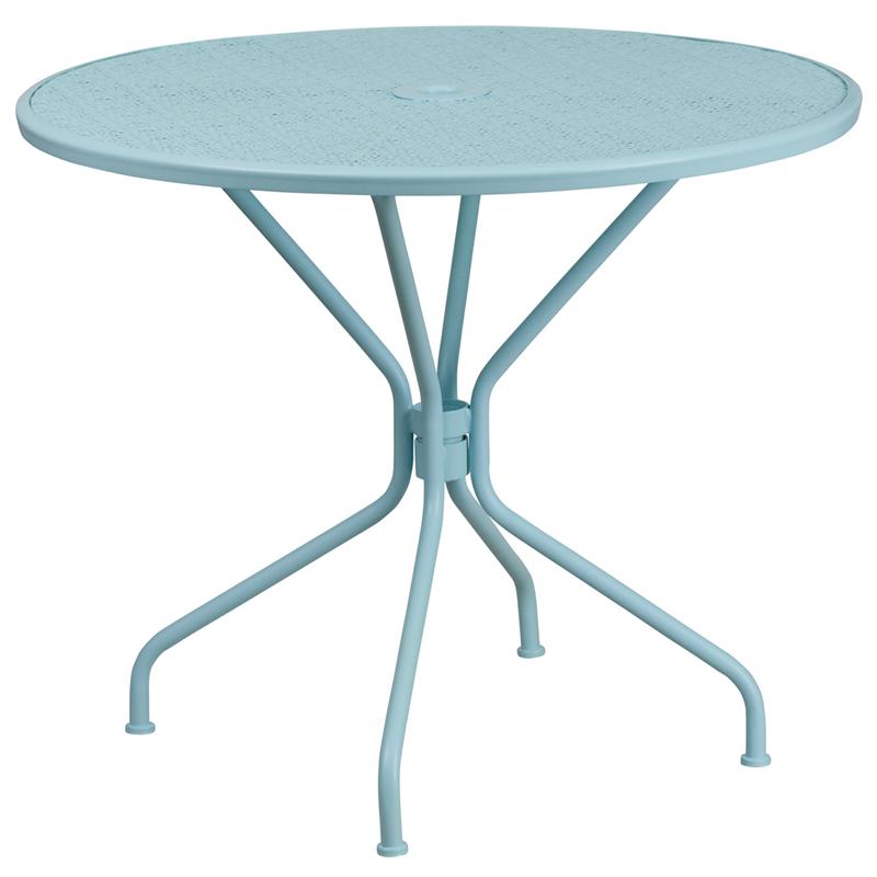 Flash Furniture 35.25” Round Sky Blue Indoor-Outdoor Steel Patio Table – CO-7-SKY-GG Online