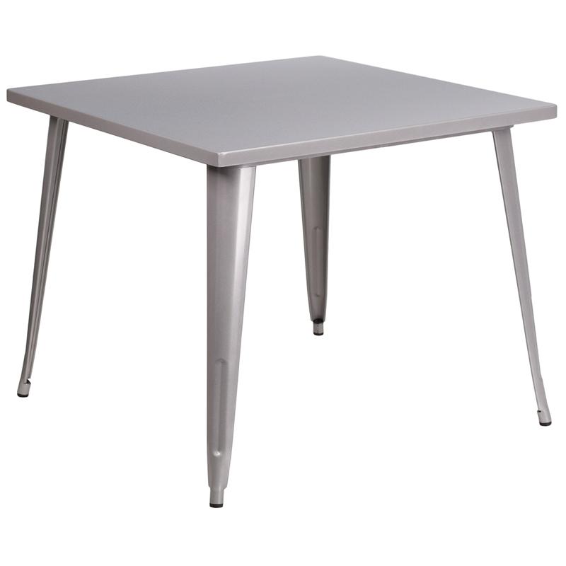Flash Furniture 35.5” Square Silver Metal Indoor-Outdoor Table – CH-51050-29-SIL-GG Fashion