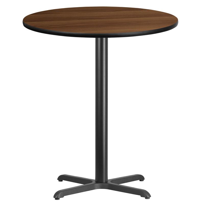 Flash Furniture 36” Round Walnut Laminate Table Top with 30” x 30” Bar Height Table Base – XU-RD-36-WALTB-T3030B-GG Fashion
