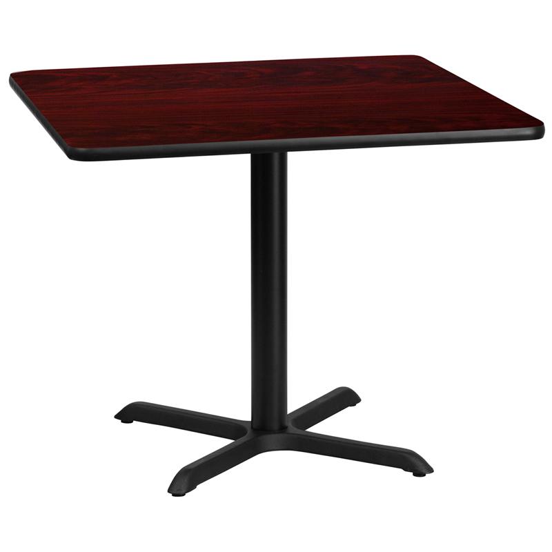 Flash Furniture 36” Square Mahogany Laminate Table Top with 30” x 30” Table Height Base – XU-MAHTB-3636-T3030-GG on Sale