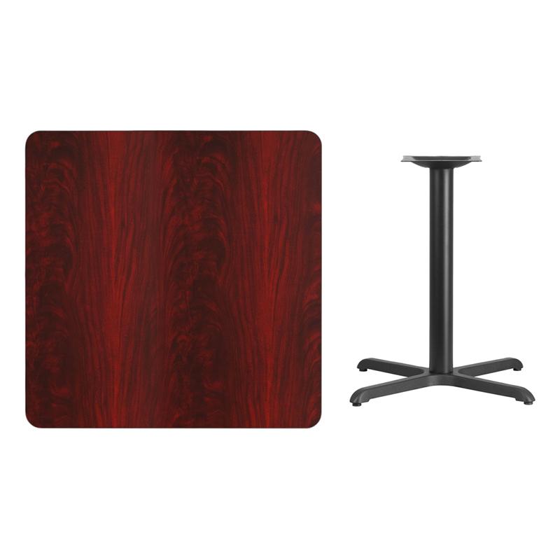 Flash Furniture 36” Square Mahogany Laminate Table Top with 30” x 30” Table Height Base – XU-MAHTB-3636-T3030-GG on Sale