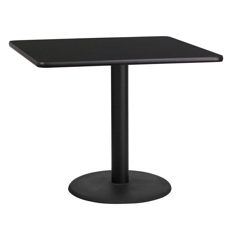 Flash Furniture 36” Square Black Laminate Table Top with 24” Round Table Height Base – XU-BLKTB-3636-TR24-GG Online Hot Sale