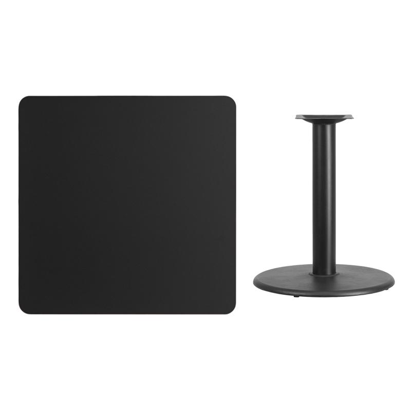 Flash Furniture 36” Square Black Laminate Table Top with 24” Round Table Height Base – XU-BLKTB-3636-TR24-GG Online Hot Sale