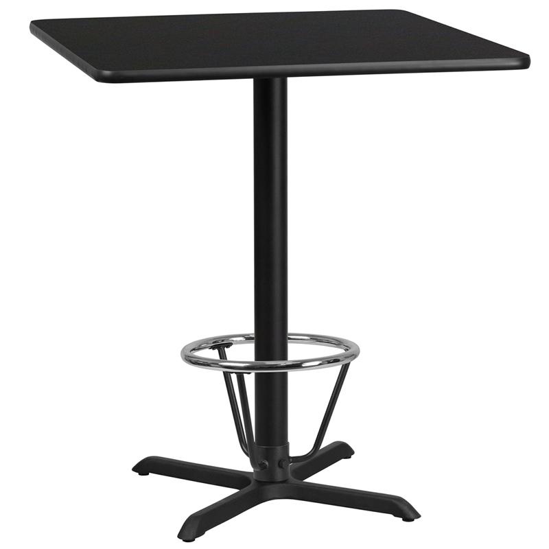 Flash Furniture 36” Square Black Laminate Table Top with 30” x 30” Bar Height Table Base and Foot Ring – XU-BLKTB-3636-T3030B-3CFR-GG Online Sale