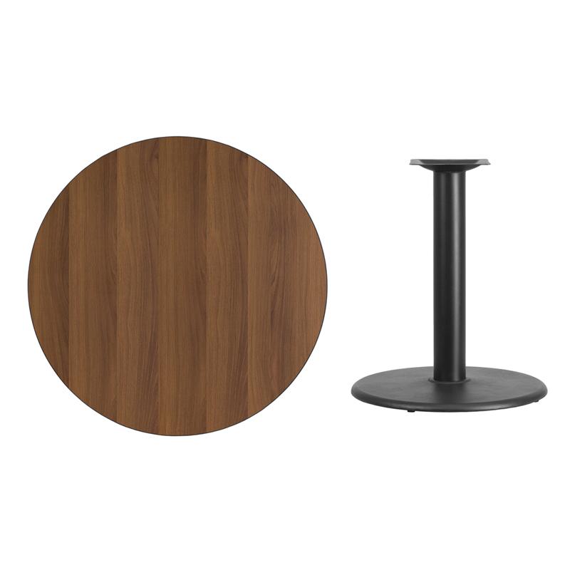 Flash Furniture 36” Round Walnut Laminate Table Top with 24” Round Table Height Base – XU-RD-36-WALTB-TR24-GG Discount