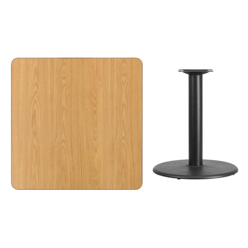 Flash Furniture 36” Square Natural Laminate Table Top with 24” Round Table Height Base – XU-NATTB-3636-TR24-GG Online Hot Sale