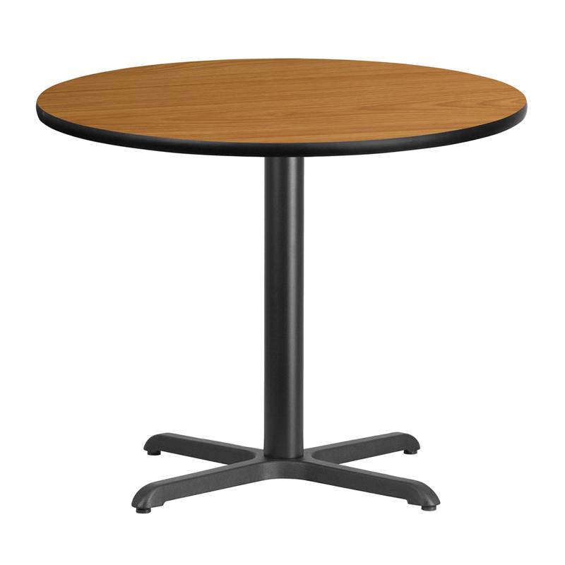 Flash Furniture 36” Round Natural Laminate Table Top with 30” x 30” Table Height Base – XU-RD-36-NATTB-T3030-GG on Sale