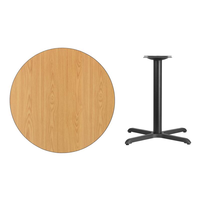 Flash Furniture 36” Round Natural Laminate Table Top with 30” x 30” Table Height Base – XU-RD-36-NATTB-T3030-GG on Sale