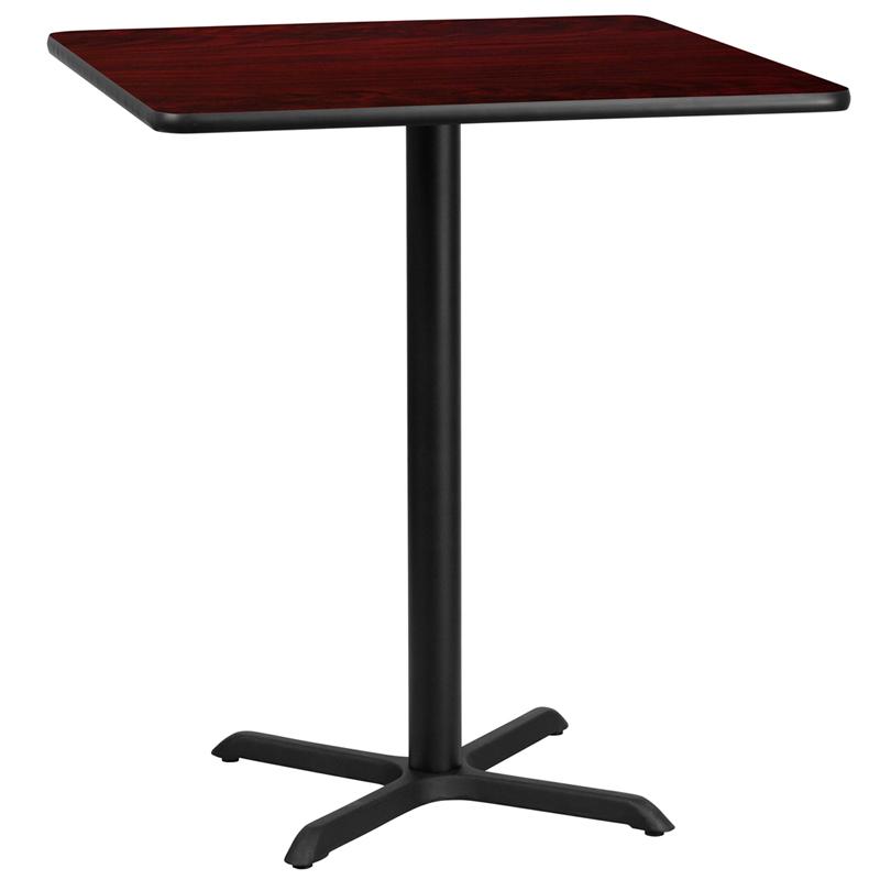 Flash Furniture 36” Square Mahogany Laminate Table Top with 30” x 30” Bar Height Table Base – XU-MAHTB-3636-T3030B-GG Hot on Sale