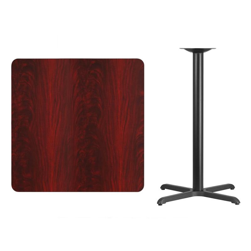 Flash Furniture 36” Square Mahogany Laminate Table Top with 30” x 30” Bar Height Table Base – XU-MAHTB-3636-T3030B-GG Hot on Sale