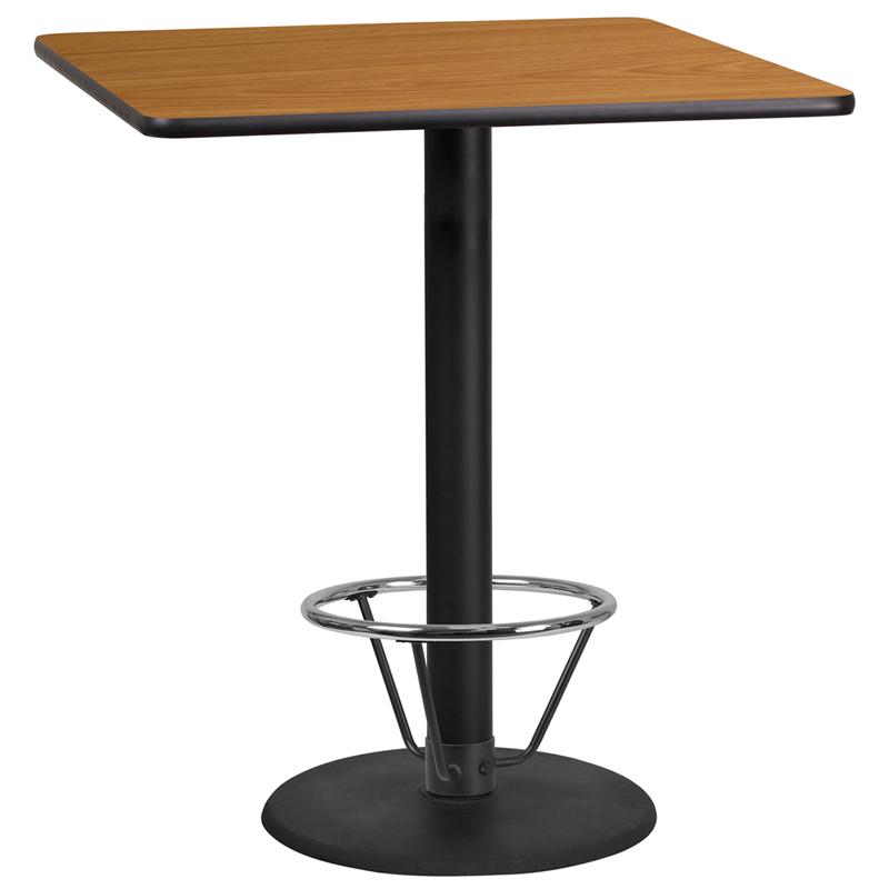 Flash Furniture 36” Square Natural Laminate Table Top with 24” Round Bar Height Table Base and Foot Ring – XU-NATTB-3636-TR24B-4CFR-GG Fashion