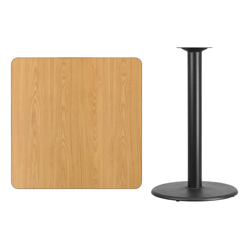 Flash Furniture 36” Square Natural Laminate Table Top with 24” Round Bar Height Table Base – XU-NATTB-3636-TR24B-GG Online