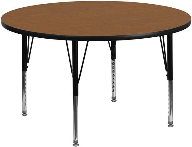 Flash Furniture 42” Round Oak Thermal Laminate Activity Table – Height Adjustable Short Legs – XU-A42-RND-OAK-T-P-GG Discount