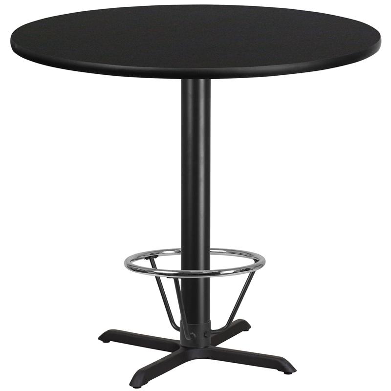Flash Furniture 42” Round Black Laminate Table Top with 33” x 33” Bar Height Table Base and Foot Ring – XU-RD-42-BLKTB-T3333B-4CFR-GG Online Hot Sale