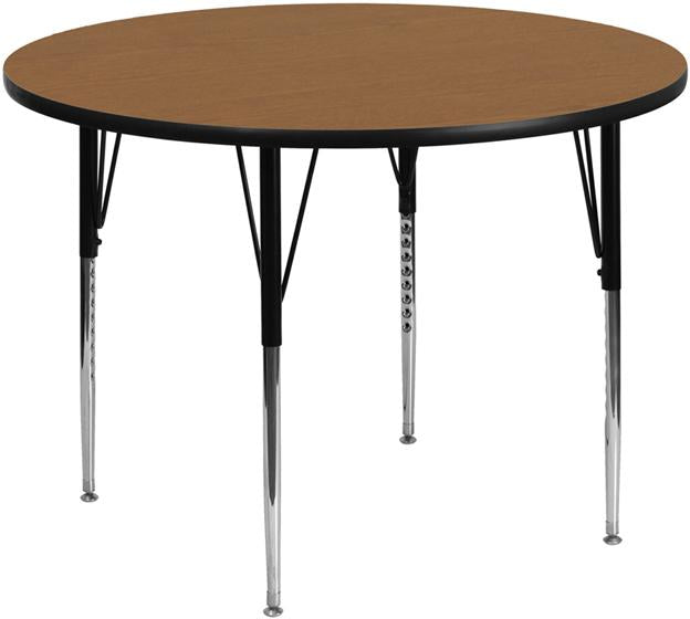 Flash Furniture 42” Round Oak Thermal Laminate Activity Table – Standard Height Adjustable Legs – XU-A42-RND-OAK-T-A-GG Hot on Sale