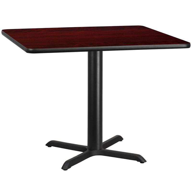 Flash Furniture 42” Square Mahogany Laminate Table Top with 33” x 33” Table Height Base – XU-MAHTB-4242-T3333-GG Online now