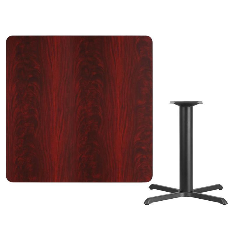Flash Furniture 42” Square Mahogany Laminate Table Top with 33” x 33” Table Height Base – XU-MAHTB-4242-T3333-GG Online now