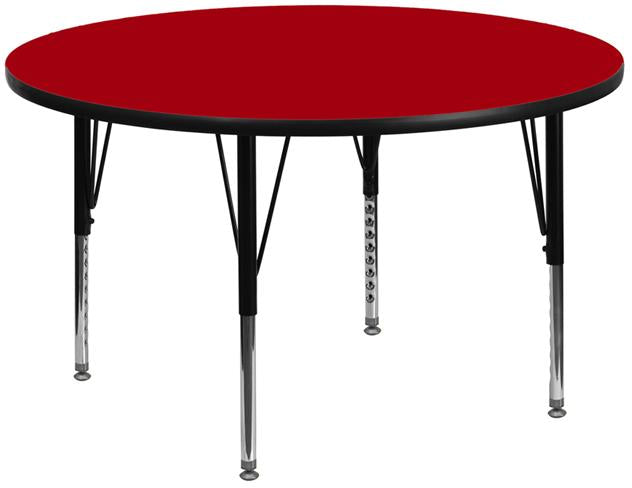 Flash Furniture 42” Round Red Thermal Laminate Activity Table – Height Adjustable Short Legs – XU-A42-RND-RED-T-P-GG Online
