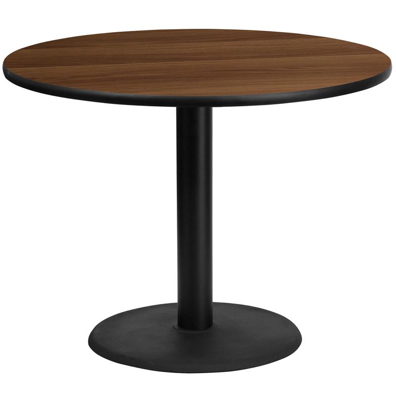 Flash Furniture 42” Round Walnut Laminate Table Top with 24” Round Table Height Base – XU-RD-42-WALTB-TR24-GG Online Sale