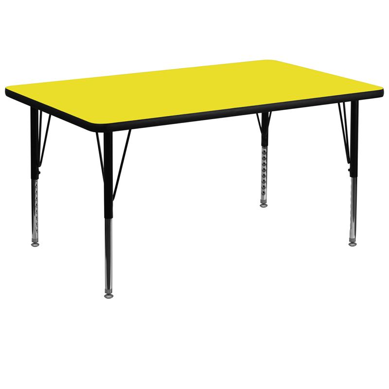 Flash Furniture 36”W x 72”L Rectangular Yellow HP Laminate Activity Table – Height Adjustable Short Legs – XU-A3672-REC-YEL-H-P-GG Hot on Sale