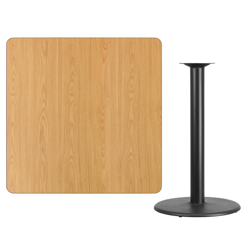 Flash Furniture 42” Square Natural Laminate Table Top with 24” Round Bar Height Table Base – XU-NATTB-4242-TR24B-GG Sale