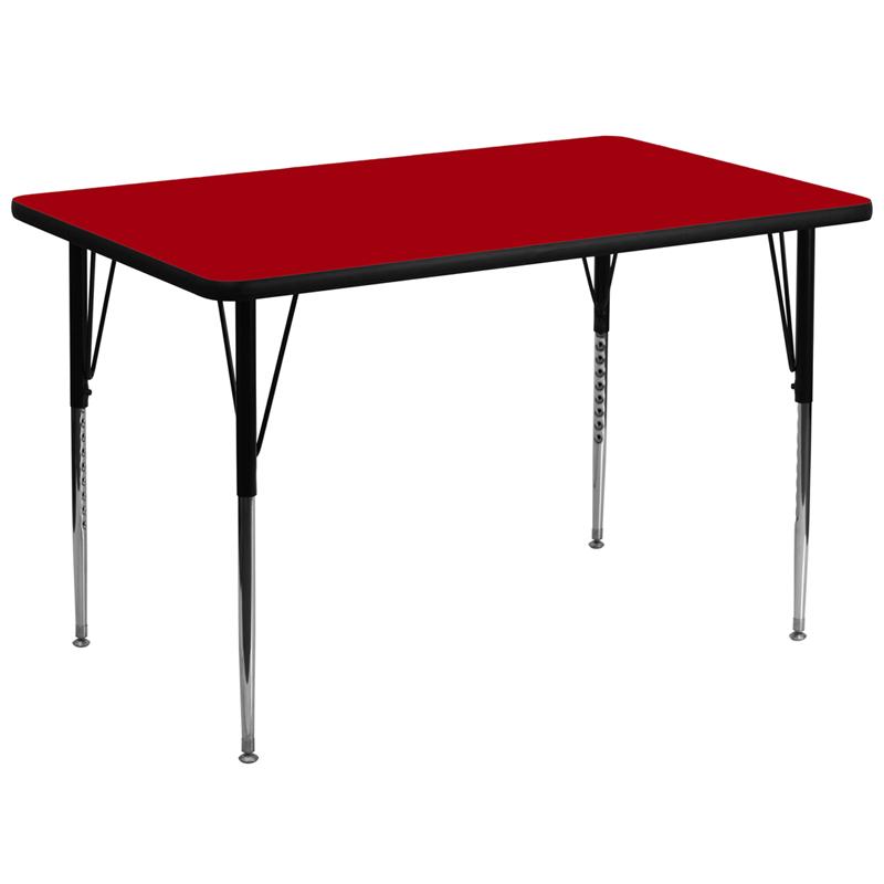 Flash Furniture 36”W x 72”L Rectangular Red Thermal Laminate Activity Table – Standard Height Adjustable Legs – XU-A3672-REC-RED-T-A-GG Supply