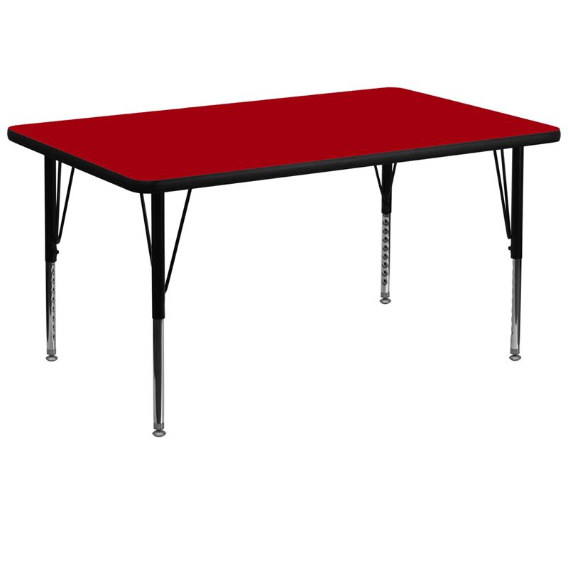Flash Furniture 36”W x 72”L Rectangular Red Thermal Laminate Activity Table – Height Adjustable Short Legs – XU-A3672-REC-RED-T-P-GG Discount