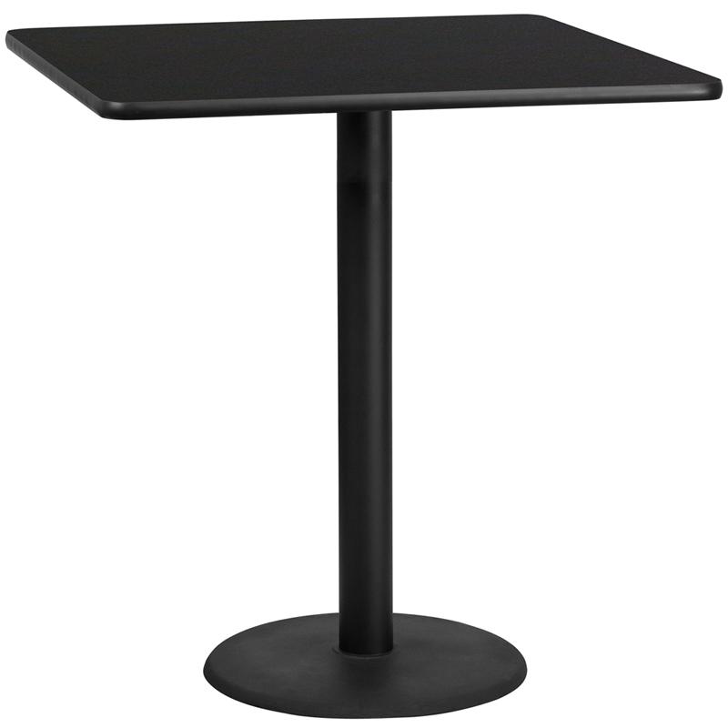 Flash Furniture 42” Square Black Laminate Table Top with 24” Round Bar Height Table Base – XU-BLKTB-4242-TR24B-GG Discount
