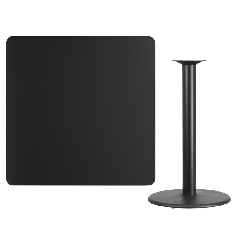 Flash Furniture 42” Square Black Laminate Table Top with 24” Round Bar Height Table Base – XU-BLKTB-4242-TR24B-GG Discount