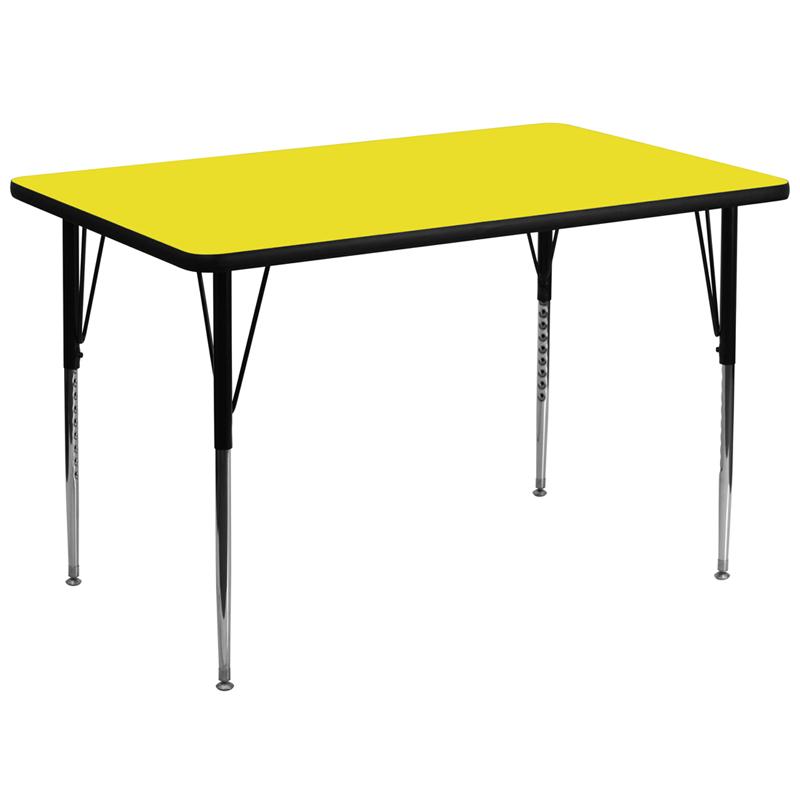 Flash Furniture 36”W x 72”L Rectangular Yellow HP Laminate Activity Table – Standard Height Adjustable Legs – XU-A3672-REC-YEL-H-A-GG Hot on Sale