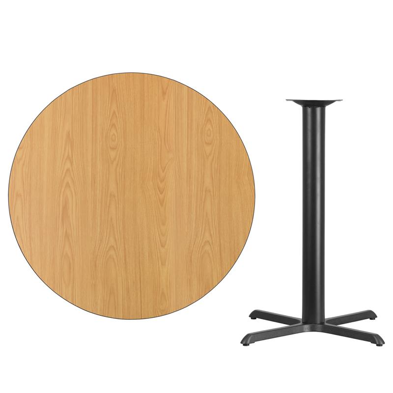 Flash Furniture 42” Round Natural Laminate Table Top with 33” x 33” Bar Height Table Base – XU-RD-42-NATTB-T3333B-GG Online now