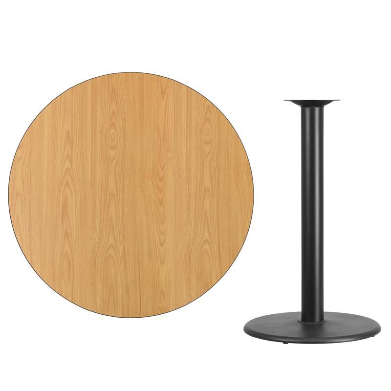 Flash Furniture 42” Round Natural Laminate Table Top with 24” Round Bar Height Table Base – XU-RD-42-NATTB-TR24B-GG Fashion
